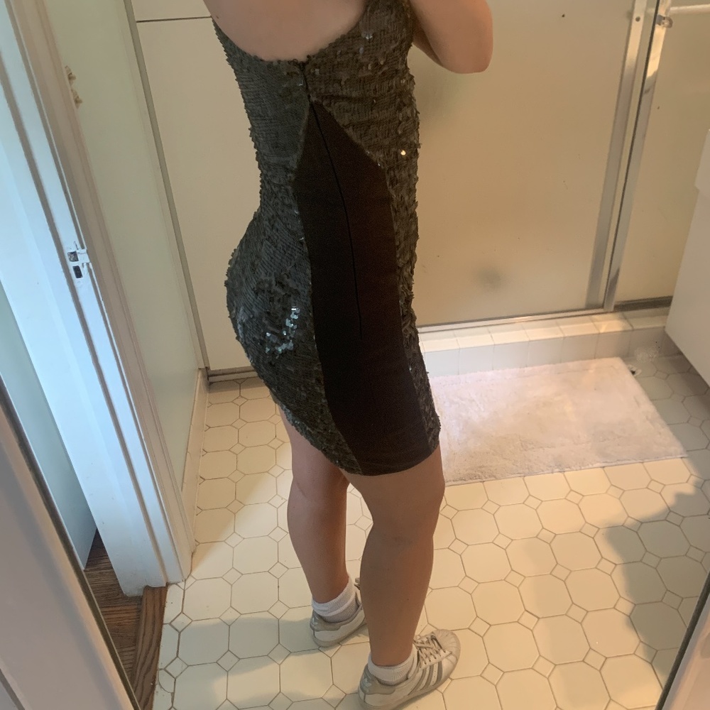 Brown Sequin Mini Dress - Picture 4 of 5